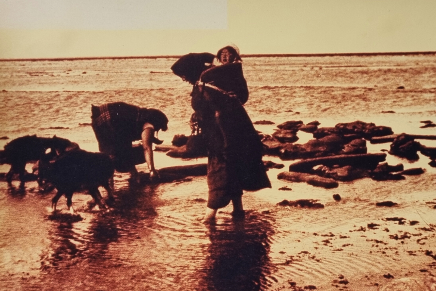 Mujeres Selknam recolectando mejillones - Foto de Museo Fagnano